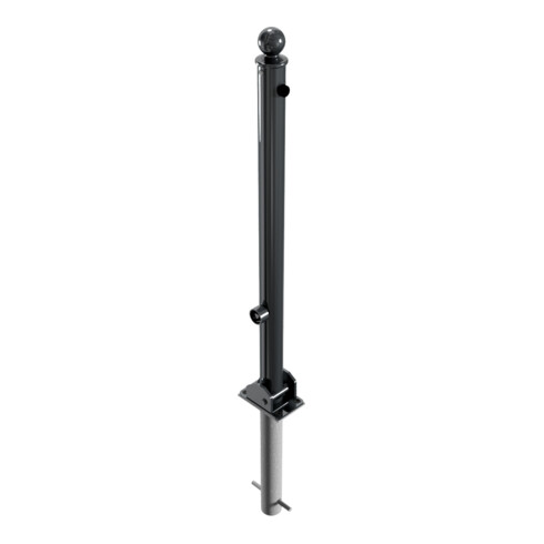 Schake Absperrstilpfosten Typ 465FUHB, umlegbar + Dreikantverschluß, zum Einbetonieren, Ø 60mm + Kugelkopf, beschichtet,