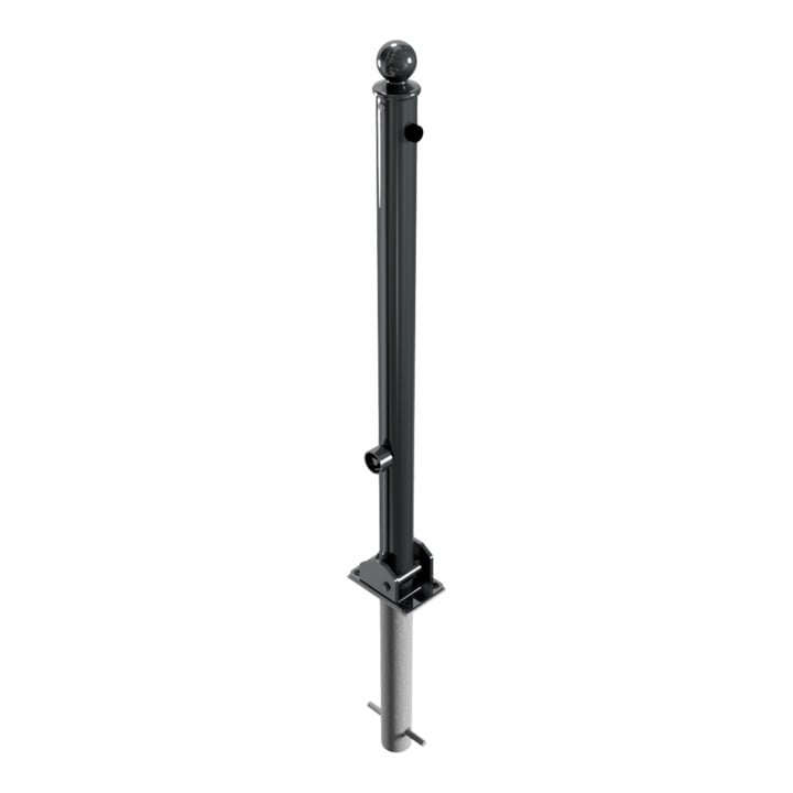 Schake Absperrstilpfosten Typ 465FUHB, umlegbar + Dreikantverschluß, zum Einbetonieren, Ø 60mm + Kugelkopf, beschichtet,
