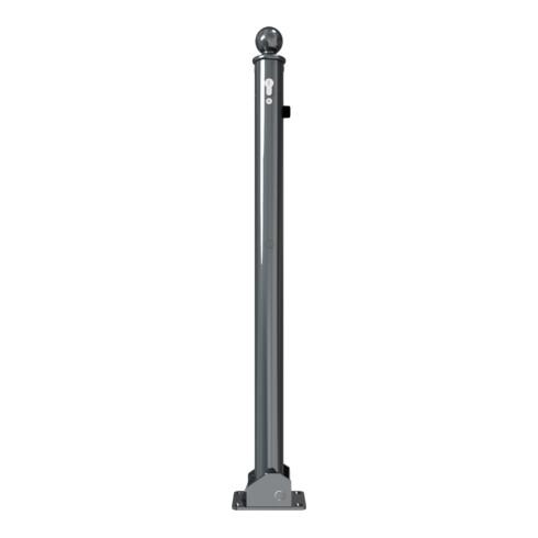 Schake Absperrstilpfosten Typ 465UZB, umlegbar + Profilzylinder, Ø 60mm + Kugelkopf, beschichtet,