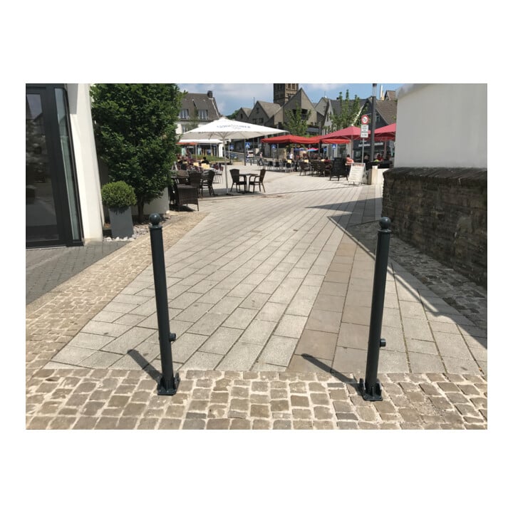 Schake Absperrstilpfosten Typ 465UZB, umlegbar + Profilzylinder, Ø 60mm + Kugelkopf, beschichtet,