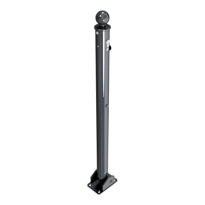 Schake Absperrstilpfosten Typ 465UZB, umlegbar + Profilzylinder, Ø 60mm + Kugelkopf, beschichtet,