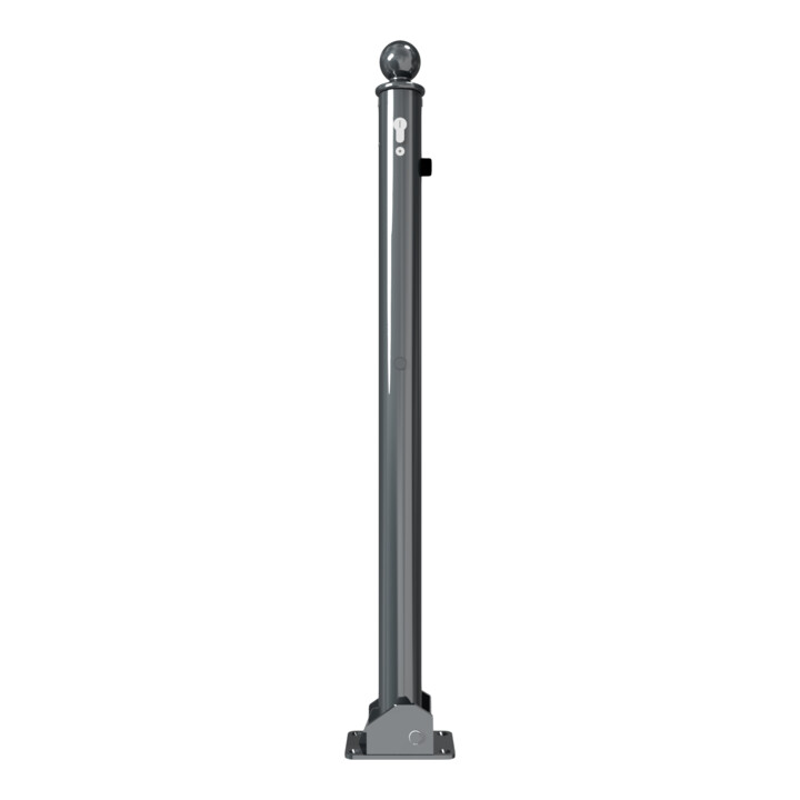 Schake Absperrstilpfosten Typ 465UZB, umlegbar + Profilzylinder, Ø 60mm + Kugelkopf, beschichtet,