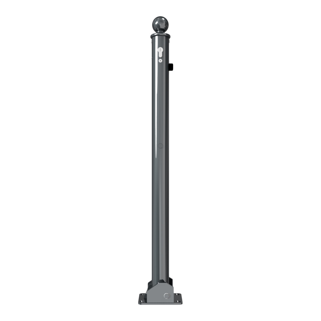 Schake Absperrstilpfosten Typ 465UZB, umlegbar + Profilzylinder, Ø 60mm + Kugelkopf, beschichtet,