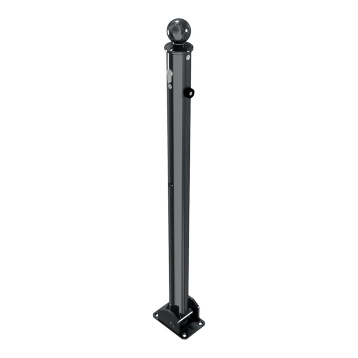 Schake Absperrstilpfosten Typ 465UZB, umlegbar + Profilzylinder, Ø 60mm + Kugelkopf, beschichtet,