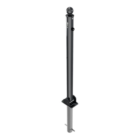 Schake Absperrstilpfosten Typ 465UZHB, umlegbar + Profilzylinder, zum Einbetonieren, Ø 60mm + Kugelkopf, beschichtet,
