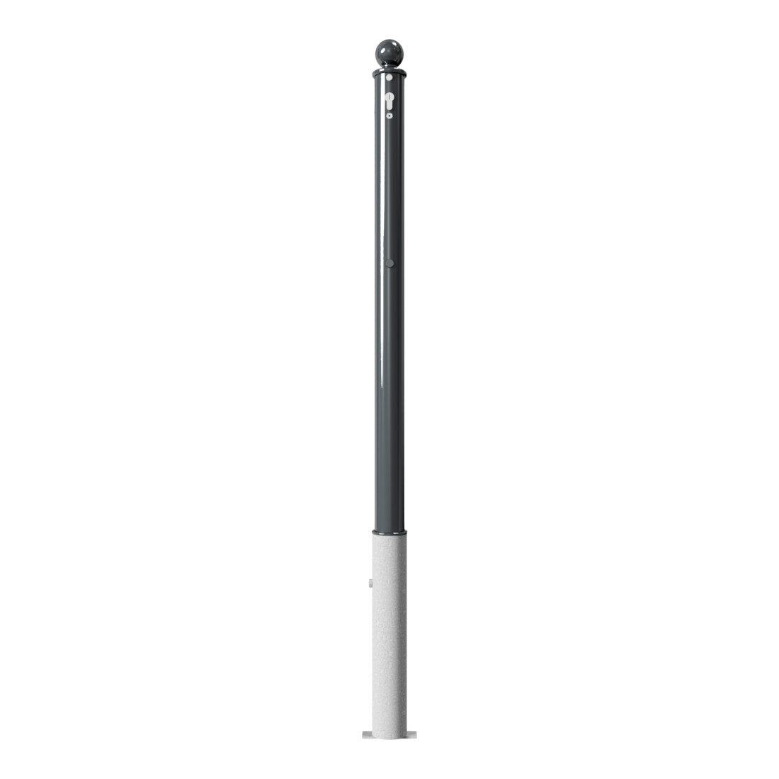 Schake Absperrstilpfosten Typ 465ZB, herausnehmbar + Profilzylinder, Ø 60mm + Kugelkopf, beschichtet,