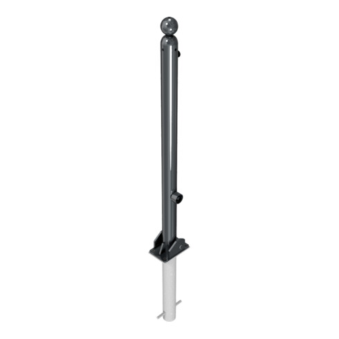 Schake Absperrstilpfosten Typ 466FUHB, umlegbar + Dreikantverschluß, zum Einbetonieren, Ø 60mm + Kugelkopf, beschichtet,