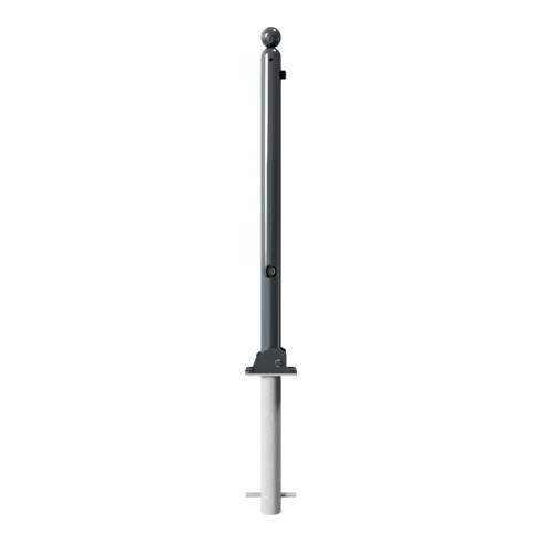 Schake Absperrstilpfosten Typ 466FUHB, umlegbar + Dreikantverschluß, zum Einbetonieren, Ø 60mm + Kugelkopf, beschichtet,