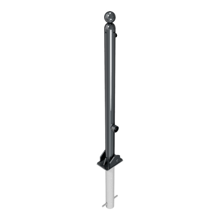 Schake Absperrstilpfosten Typ 466FUHB, umlegbar + Dreikantverschluß, zum Einbetonieren, Ø 60mm + Kugelkopf, beschichtet,