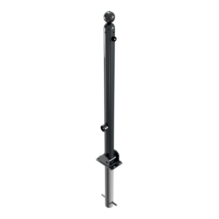 Schake Absperrstilpfosten Typ 466FUHB, umlegbar + Dreikantverschluß, zum Einbetonieren, Ø 60mm + Kugelkopf, beschichtet,