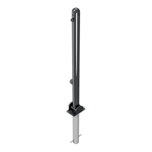 Schake Absperrstilpfosten Typ 468FUHB, umlegbar + Dreikantverschluß, zum Einbetonieren, Ø 60mm + Halbkugel, beschichtet,