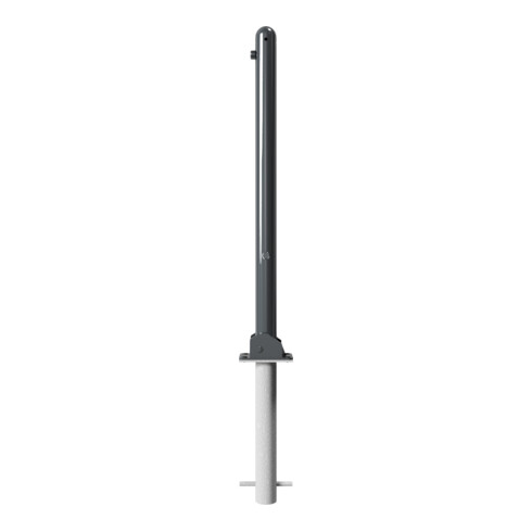 Schake Absperrstilpfosten Typ 468FUHB, umlegbar + Dreikantverschluß, zum Einbetonieren, Ø 60mm + Halbkugel, beschichtet,
