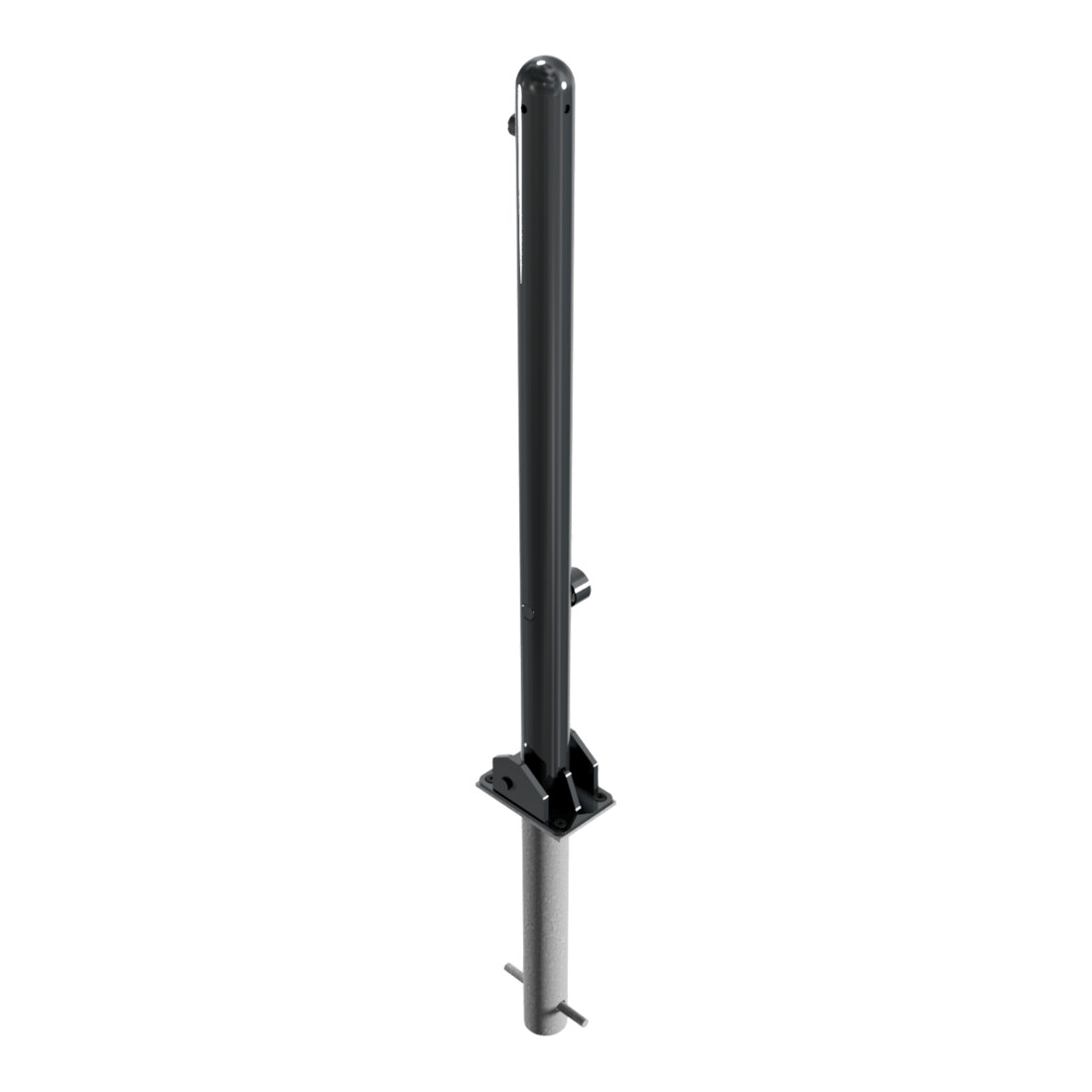 Schake Absperrstilpfosten Typ 468FUHB, umlegbar + Dreikantverschluß, zum Einbetonieren, Ø 60mm + Halbkugel, beschichtet,