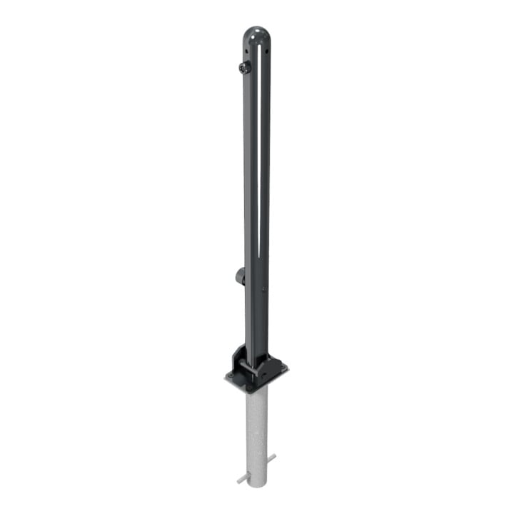 Schake Absperrstilpfosten Typ 468FUHB, umlegbar + Dreikantverschluß, zum Einbetonieren, Ø 60mm + Halbkugel, beschichtet,