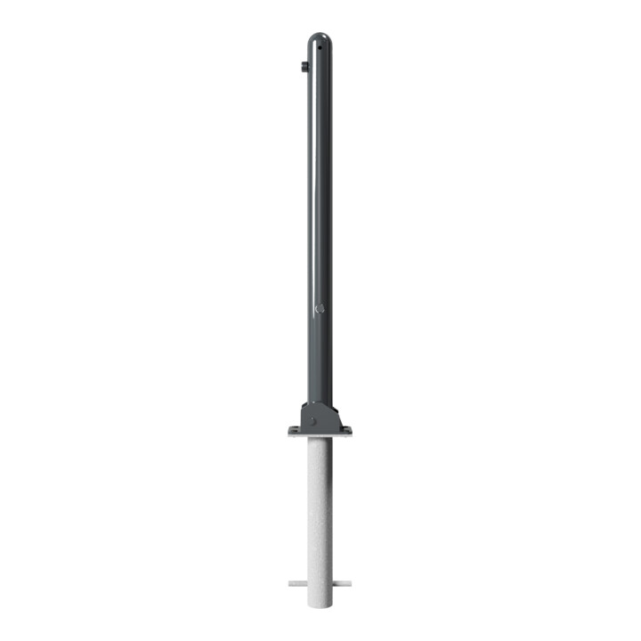 Schake Absperrstilpfosten Typ 468FUHB, umlegbar + Dreikantverschluß, zum Einbetonieren, Ø 60mm + Halbkugel, beschichtet,