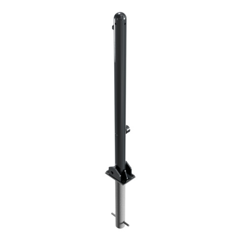 Schake Absperrstilpfosten Typ 468FUHB, umlegbar + Dreikantverschluß, zum Einbetonieren, Ø 60mm + Halbkugel, beschichtet,