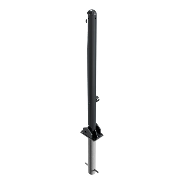 Schake Absperrstilpfosten Typ 468FUHB, umlegbar + Dreikantverschluß, zum Einbetonieren, Ø 60mm + Halbkugel, beschichtet,