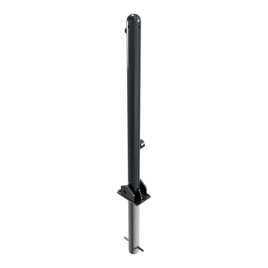 Schake Absperrstilpfosten Typ 468FUHB, umlegbar + Dreikantverschluß, zum Einbetonieren, Ø 60mm + Halbkugel, beschichtet,