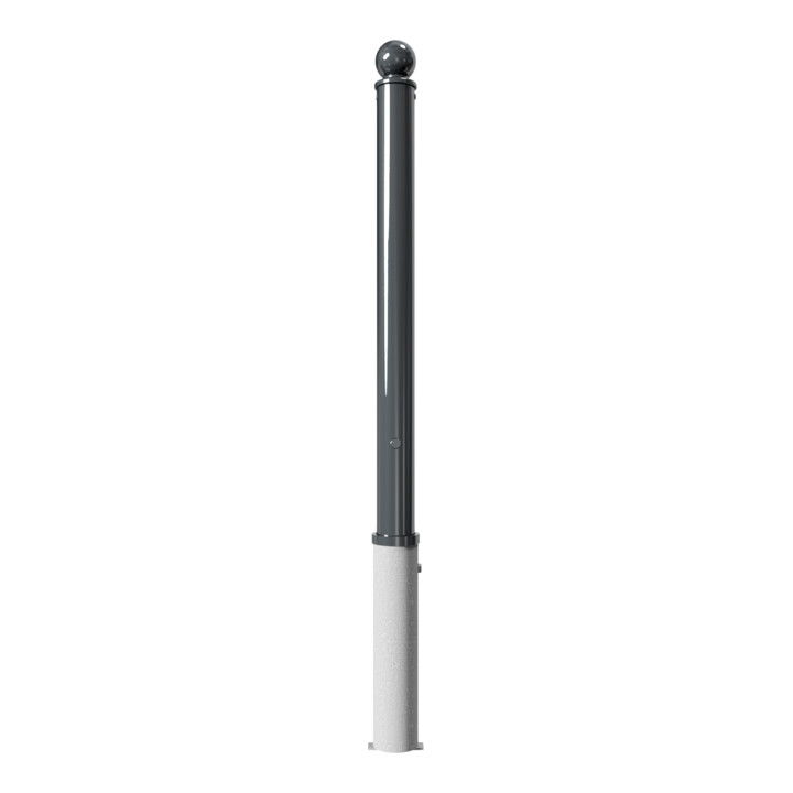 Schake Absperrstilpfosten Typ 474FB, herausnehmbar + Dreikantverschluß, Ø 76mm + Kugelkopf, beschichtet,