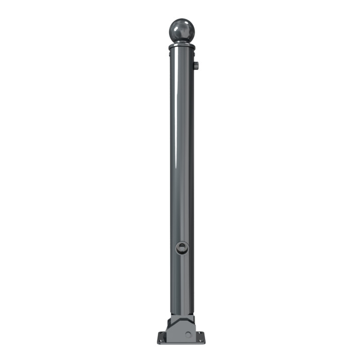 Schake Absperrstilpfosten Typ 474FUB, umlegbar + Dreikantverschluß, Ø 76mm + Kugelkopf, beschichtet,