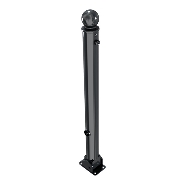 Schake Absperrstilpfosten Typ 474FUB, umlegbar + Dreikantverschluß, Ø 76mm + Kugelkopf, beschichtet,