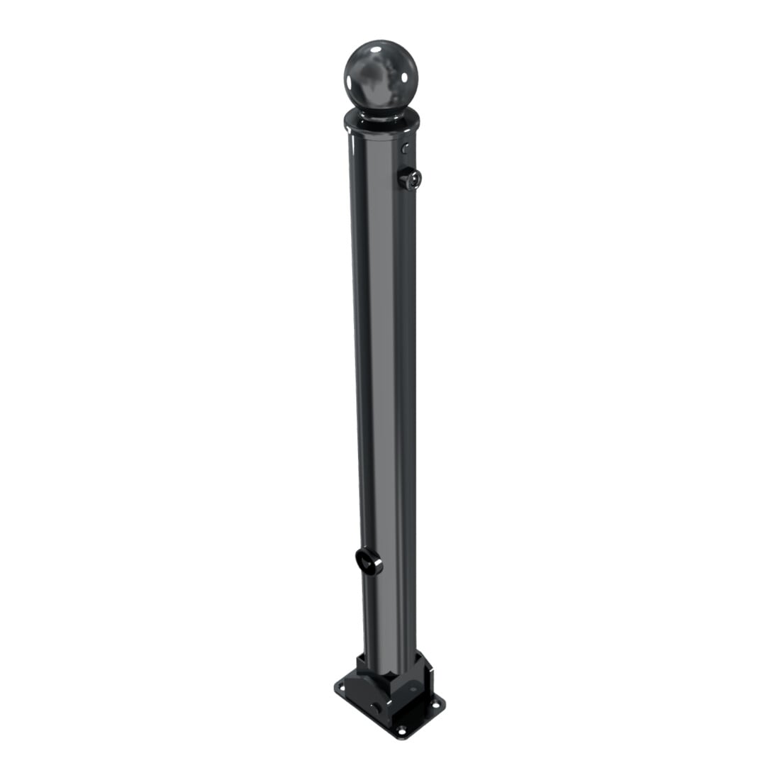 Schake Absperrstilpfosten Typ 474FUB, umlegbar + Dreikantverschluß, Ø 76mm + Kugelkopf, beschichtet,