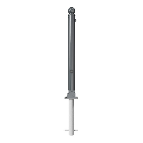 Schake Absperrstilpfosten Typ 474FUHB, umlegbar + Dreikantverschluß, zum Einbetonieren, Ø 76mm + Kugelkopf, beschichtet,