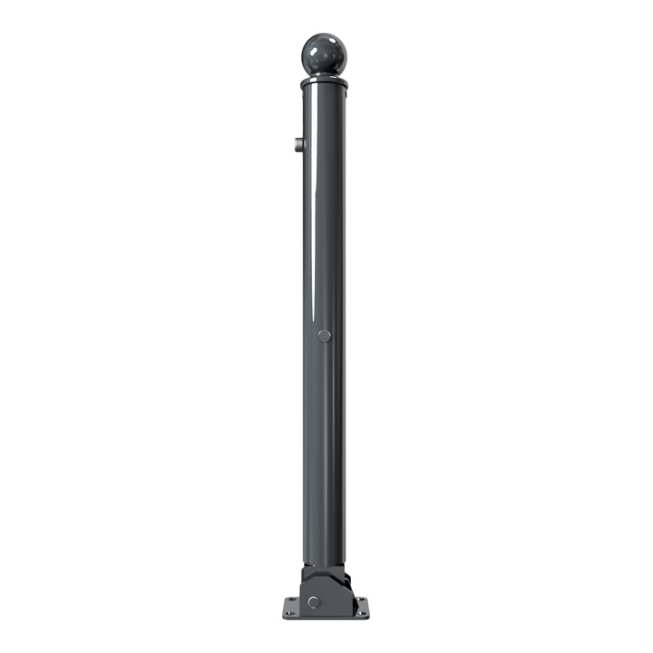 Schake Absperrstilpfosten Typ 474UZB, umlegbar + Profilzylinder, Ø 76mm + Kugelkopf, beschichtet,