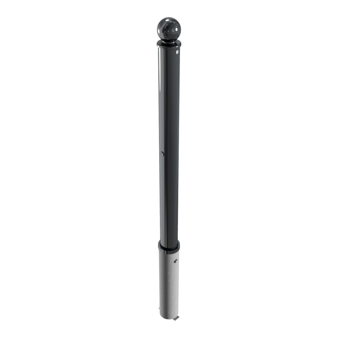 Schake Absperrstilpfosten Typ 474ZB, herausnehmbar + Profilzylinder, Ø 76mm + Kugelkopf, beschichtet,