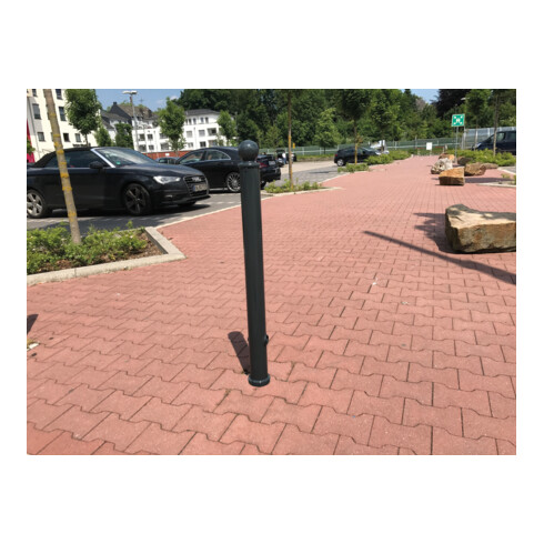 Schake Absperrstilpfosten Typ 475FB, herausnehmbar + Dreikantverschluß, Ø 76mm + Kugelkopf, beschichtet,