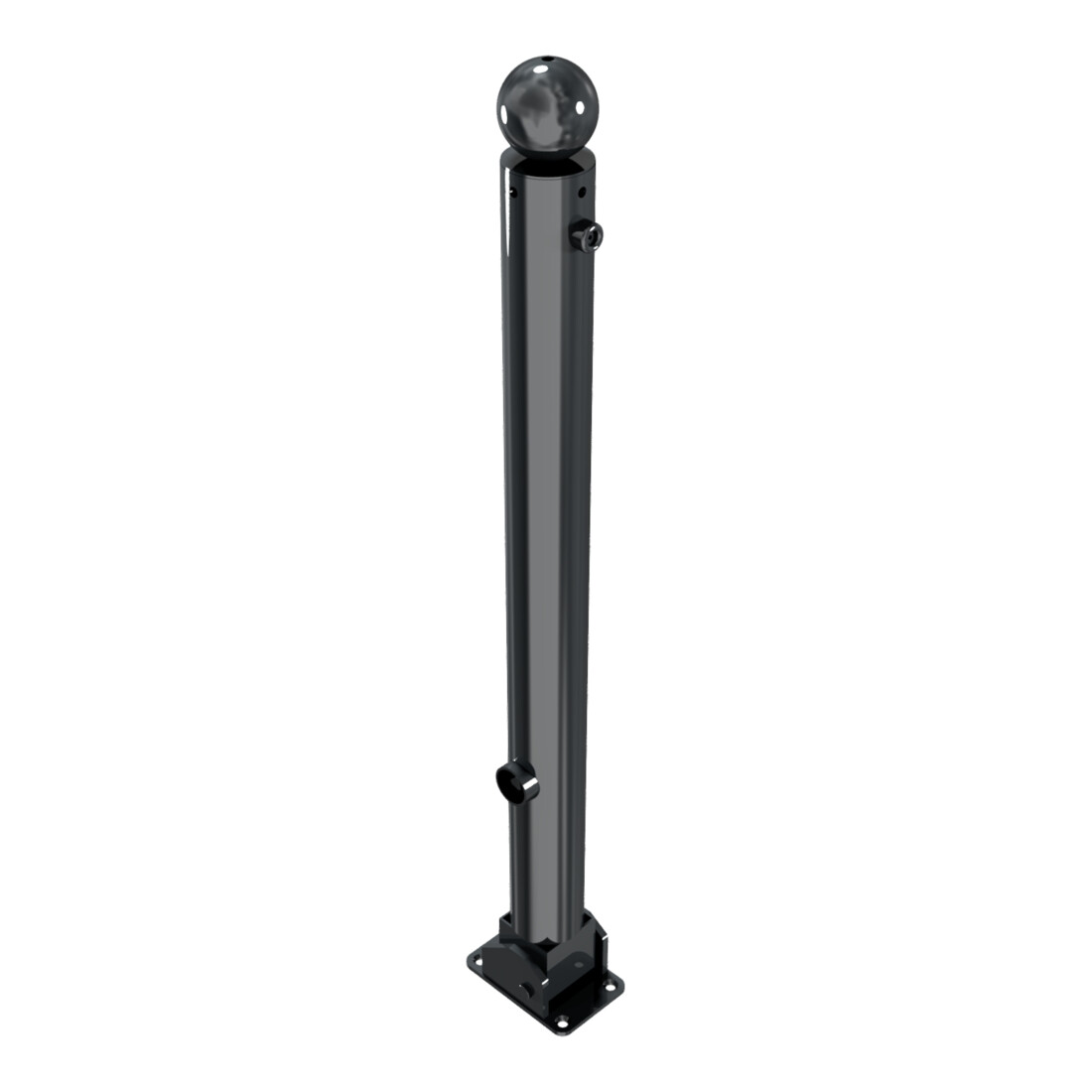 Schake Absperrstilpfosten Typ 475FUB, umlegbar + Dreikantverschluß, Ø 76mm, Kugelkopf, beschichtet,
