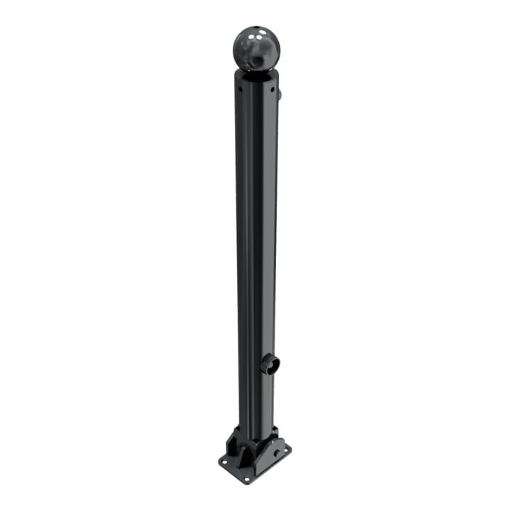 Schake Absperrstilpfosten Typ 475FUB, umlegbar + Dreikantverschluß, Ø 76mm, Kugelkopf, beschichtet,