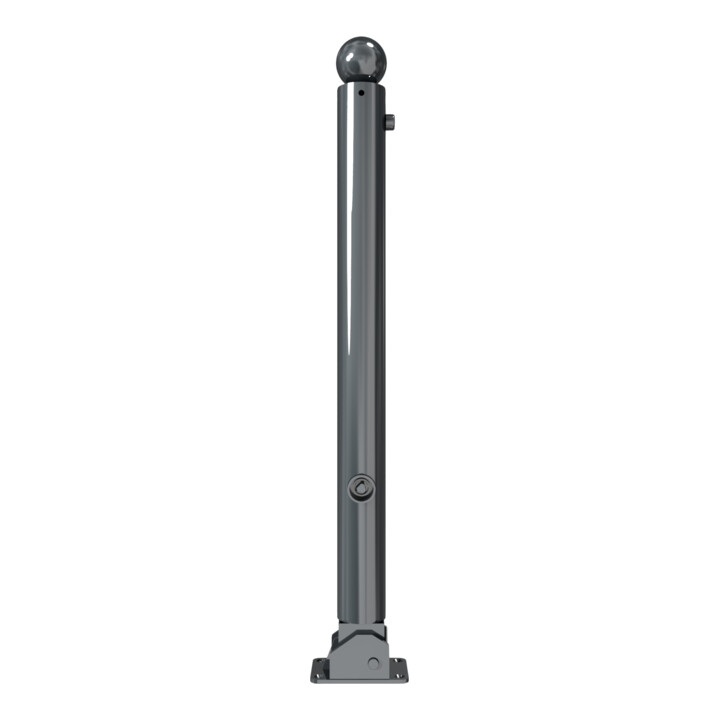 Schake Absperrstilpfosten Typ 475FUB, umlegbar + Dreikantverschluß, Ø 76mm, Kugelkopf, beschichtet,