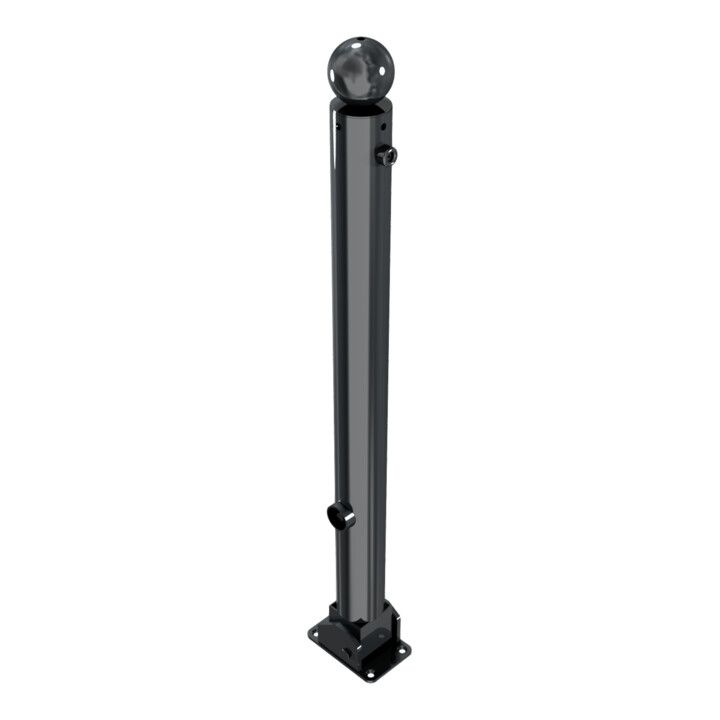 Schake Absperrstilpfosten Typ 475FUB, umlegbar + Dreikantverschluß, Ø 76mm, Kugelkopf, beschichtet,