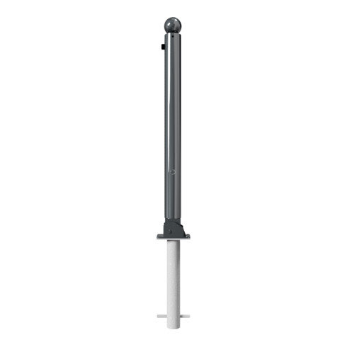Schake Absperrstilpfosten Typ 475FUHB, umlegbar + Dreikantverschluß, zum Einbetonieren, Ø 76mm + Kugelkopf, beschichtet,