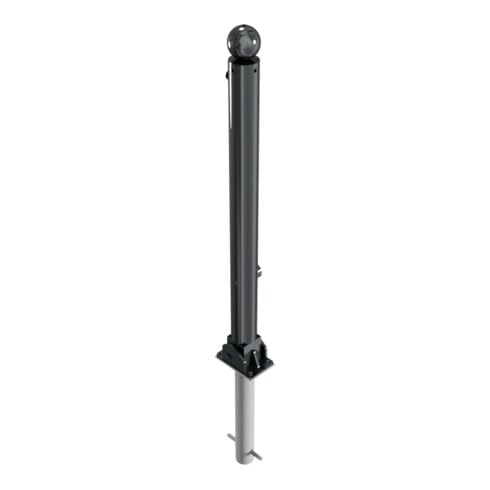 Schake Absperrstilpfosten Typ 475FUHB, umlegbar + Dreikantverschluß, zum Einbetonieren, Ø 76mm + Kugelkopf, beschichtet,