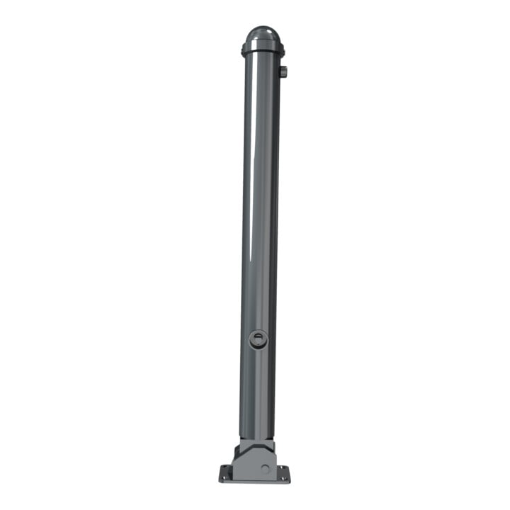 Schake Absperrstilpfosten Typ 477FUB, umlegbar + Dreikantverschluß, Ø 76mm + Zierkappe,