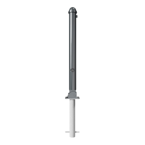 Schake Absperrstilpfosten Typ 477FUHB, umlegbar + Dreikantverschluß, zum Einbetonieren, Ø 76mm + Zierkappe,
