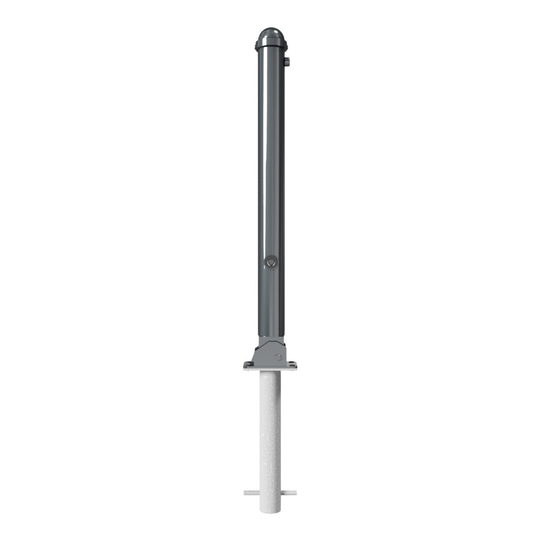 Schake Absperrstilpfosten Typ 477FUHB, umlegbar + Dreikantverschluß, zum Einbetonieren, Ø 76mm + Zierkappe,