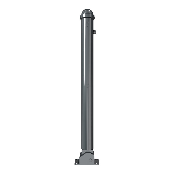Schake Absperrstilpfosten Typ 477UZB, umlegbar + Profilzylinder,Ø 76mm + Zierkappe, beschichtet,