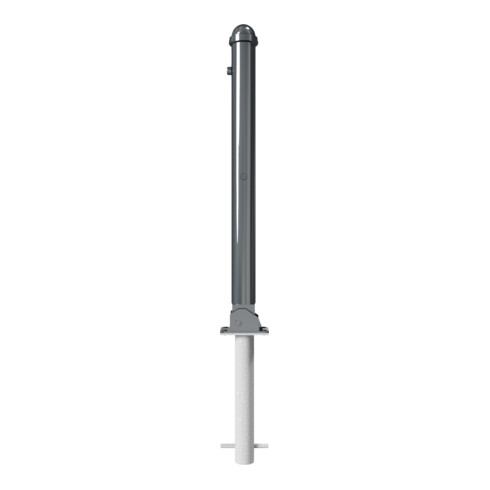 Schake Absperrstilpfosten Typ 477UZHB, umlegbar + Profilzylinder, zum Einbetonieren, Ø 76mm + Zierkappe,