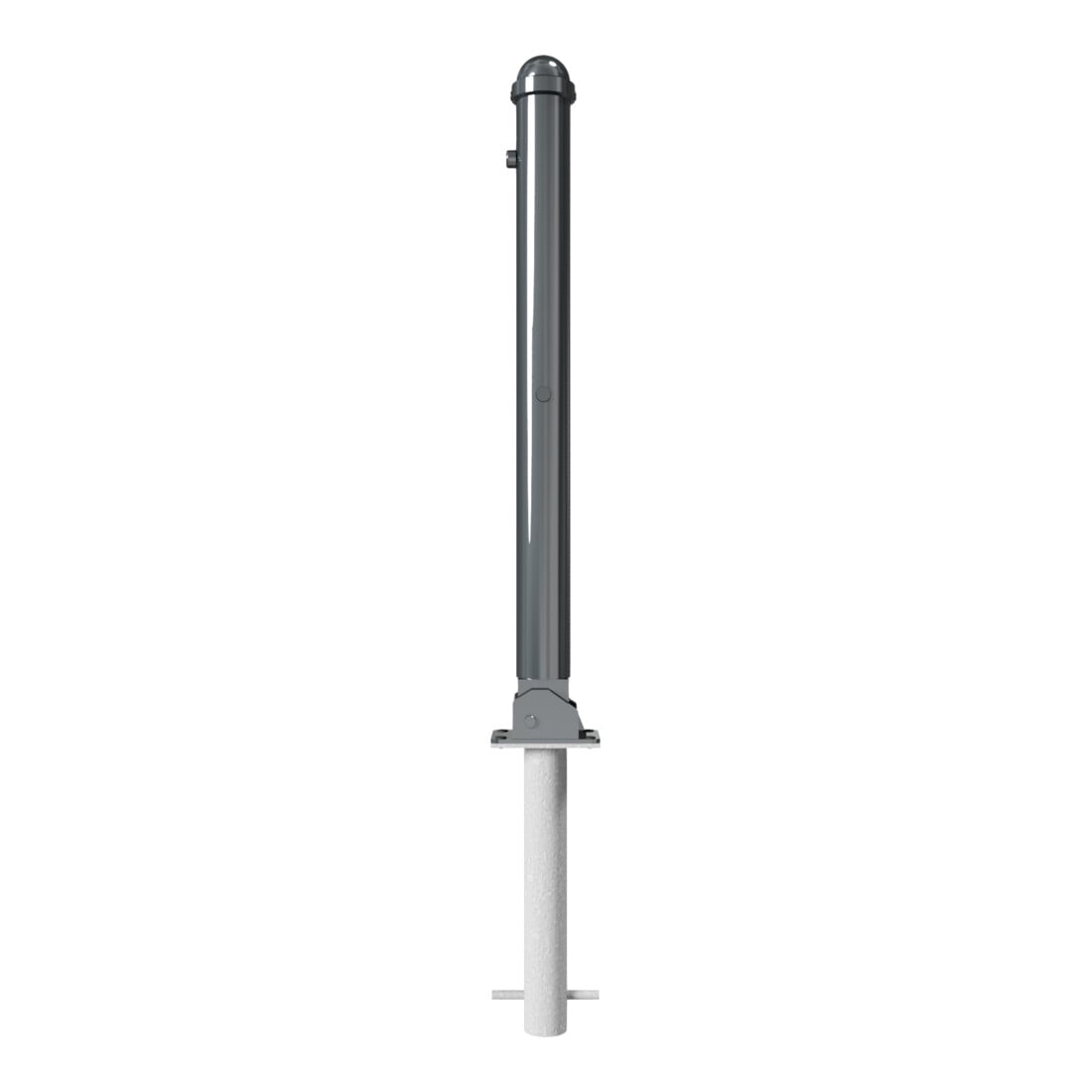 Schake Absperrstilpfosten Typ 477UZHB, umlegbar + Profilzylinder, zum Einbetonieren, Ø 76mm + Zierkappe,