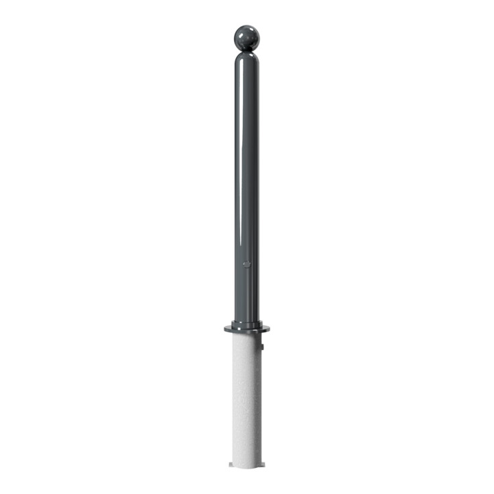Schake Absperrstilpfosten Typ 478FB, herausnehmbar + Dreikantverschluß, Ø 76mm + Kugelkopf, beschichtet,
