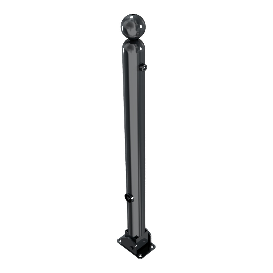 Schake Absperrstilpfosten Typ 478FUB, umlegbar + Dreikantverschluß, Ø 76mm + Kugelkopf, beschichtet,