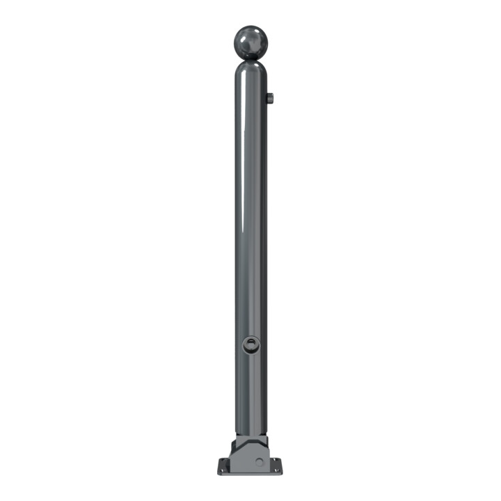 Schake Absperrstilpfosten Typ 478FUB, umlegbar + Dreikantverschluß, Ø 76mm + Kugelkopf, beschichtet,