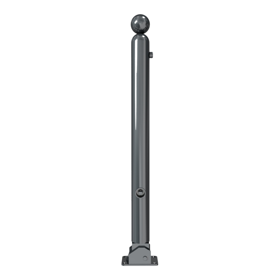 Schake Absperrstilpfosten Typ 478FUB, umlegbar + Dreikantverschluß, Ø 76mm + Kugelkopf, beschichtet,