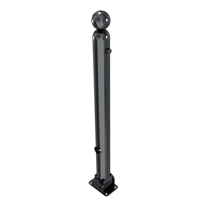 Schake Absperrstilpfosten Typ 478FUB, umlegbar + Dreikantverschluß, Ø 76mm + Kugelkopf, beschichtet,