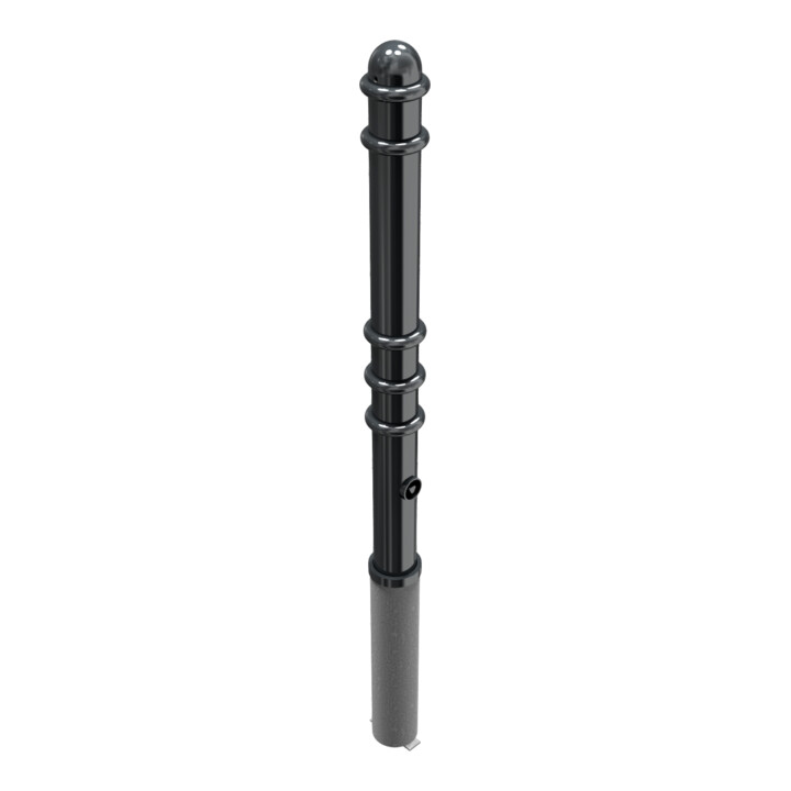 Schake Absperrstilpfosten Typ 479FB, herausnehmbar + Dreikantverschluß, Ø 76mm + Zierringen, beschichtet,