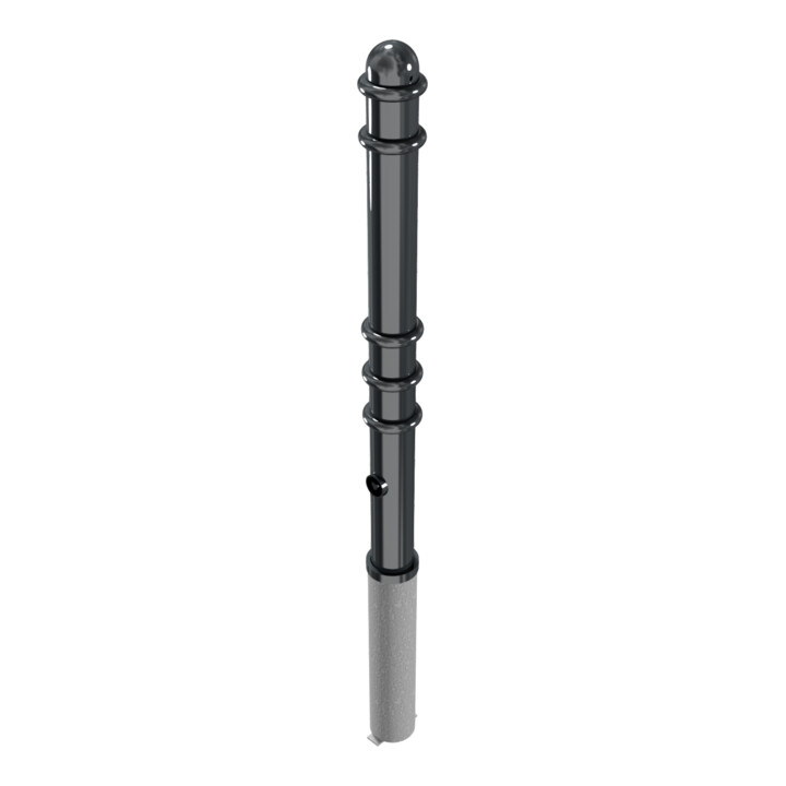 Schake Absperrstilpfosten Typ 479FB, herausnehmbar + Dreikantverschluß, Ø 76mm + Zierringen, beschichtet,