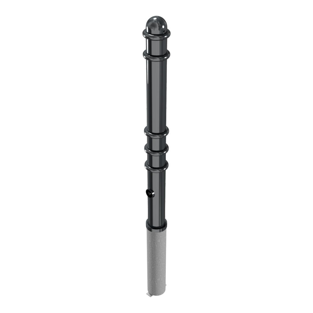 Schake Absperrstilpfosten Typ 479FB, herausnehmbar + Dreikantverschluß, Ø 76mm + Zierringen, beschichtet,